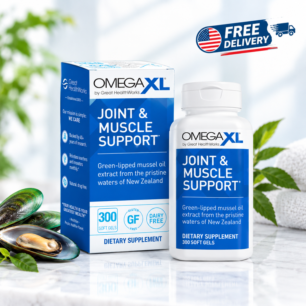 OmegaXL Joint & Muscle Support – Green-Lipped Mussel Oil – 300 Soft Gels